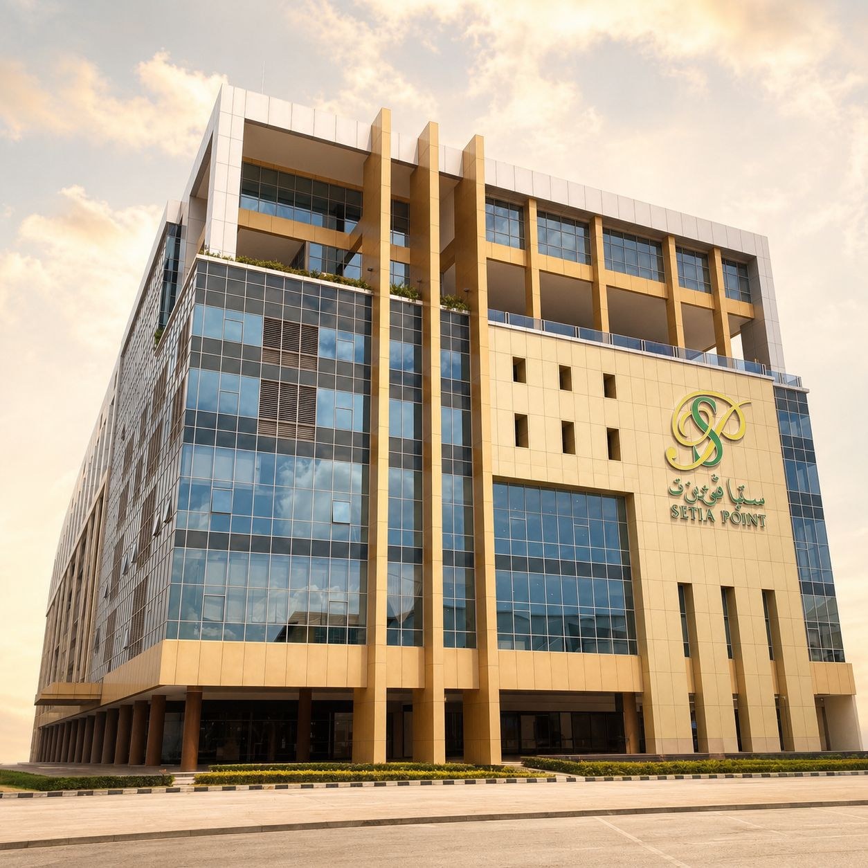 Setia Point Hotel building exterior with gold accents and SETIA POINT signage